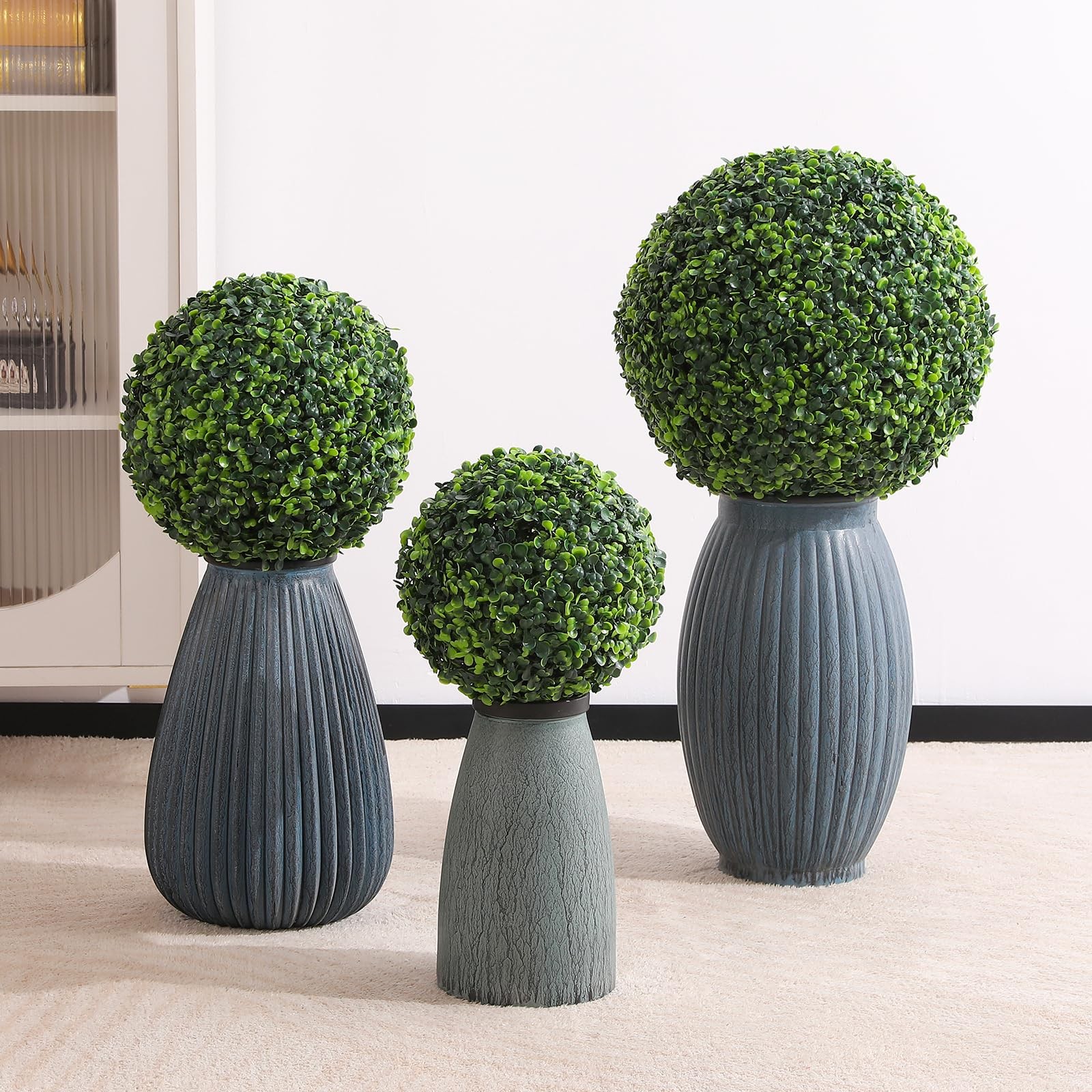 3 Pcs Artificial Topiary Ball Plant Faux Boxwood Balls for Outdoor UV Resista…