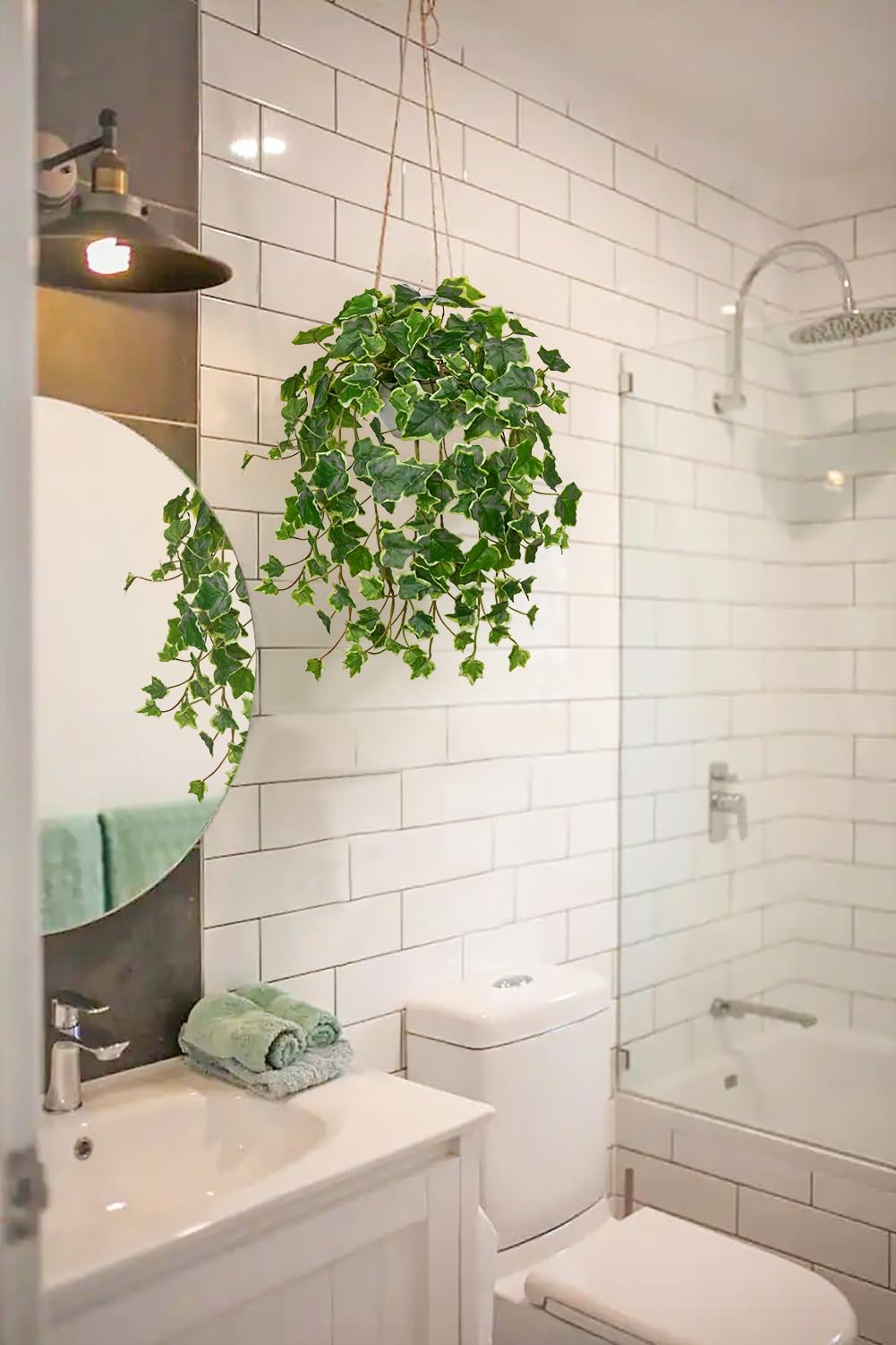 Fake Hanging Plants with Pots Artificial Potted Ivy Vine Greenery Wall Decor