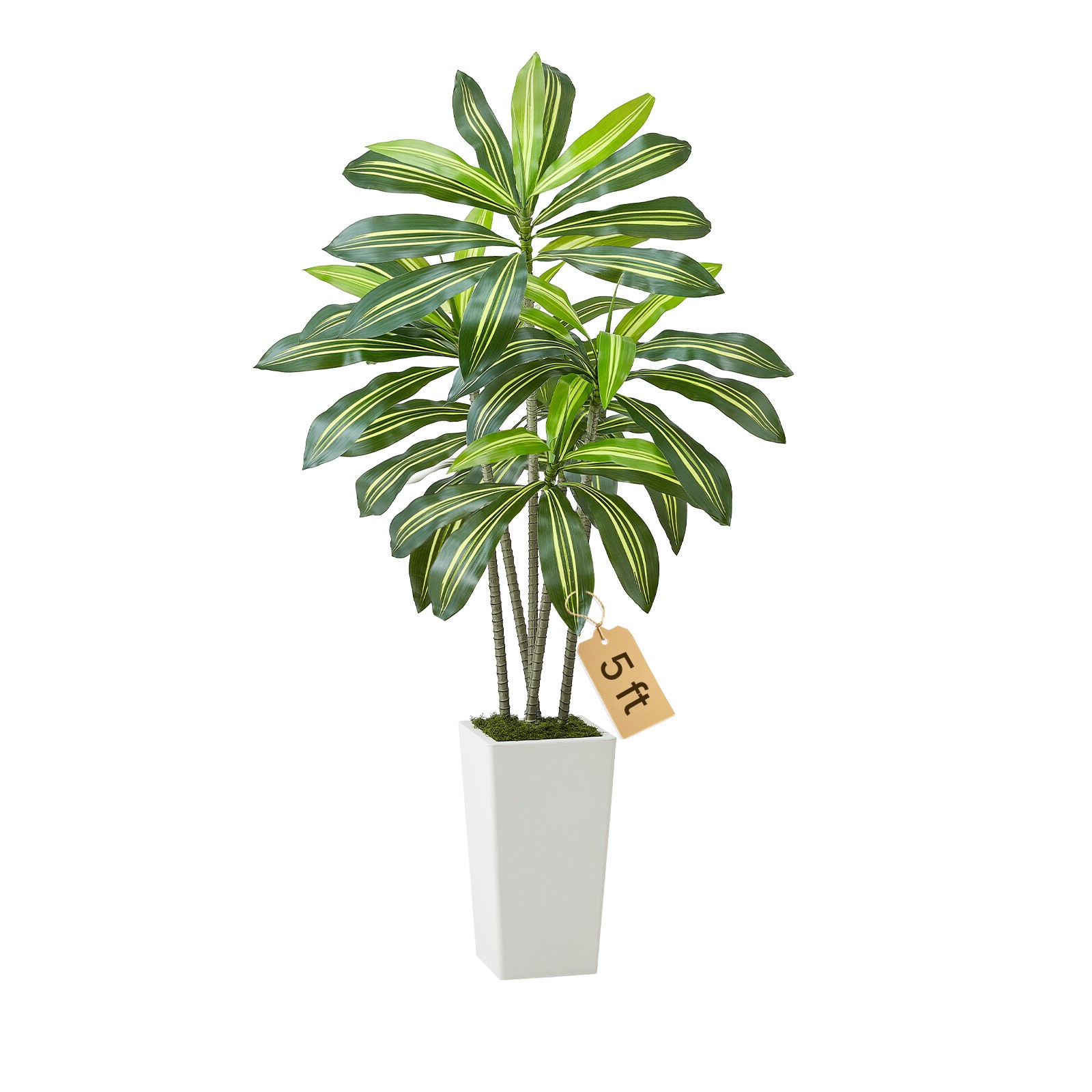 VEVOR 5ft Artificial Dracaena Tree Fake Plant with White Planter Indoor