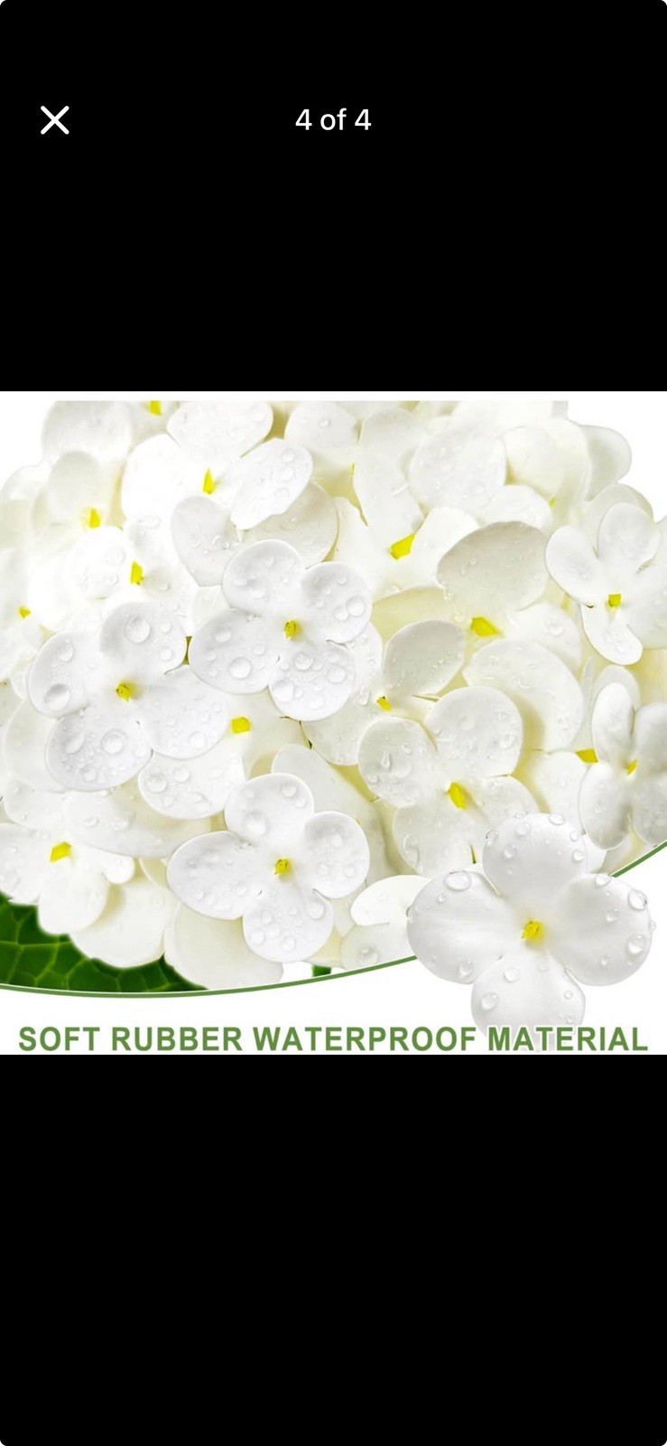Artificial Hydrangea Flower Stems White/Green Rubber Waterproof 4 PCS 20.47 in