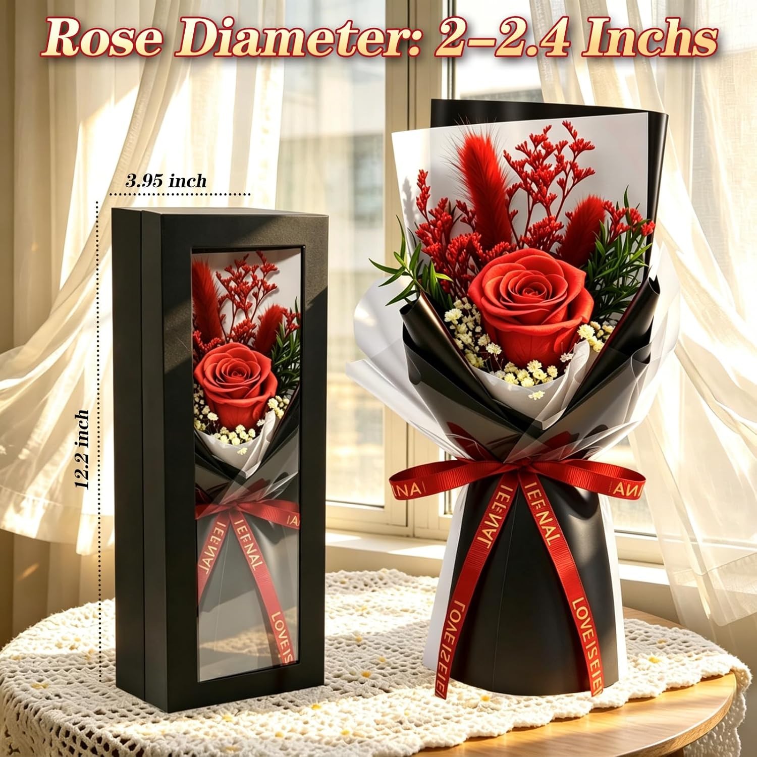 Preserved Flowers for Delivery,Red Rose Bouquet Gift for Women and Mom,Preserved