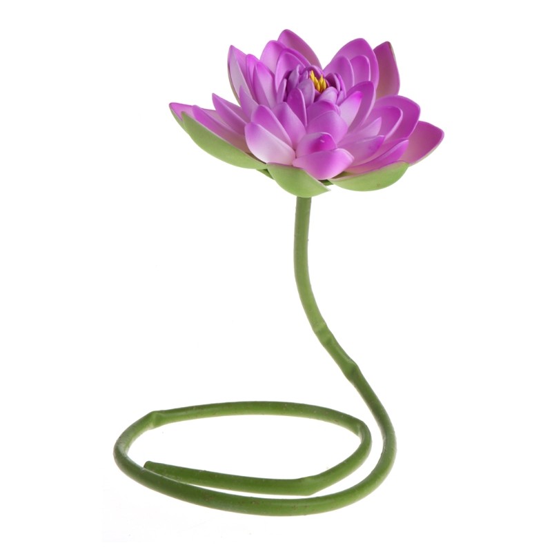 Artificial Fake Flower Lotus Water Lily with Rod Plants Garden Pond Vase Decor