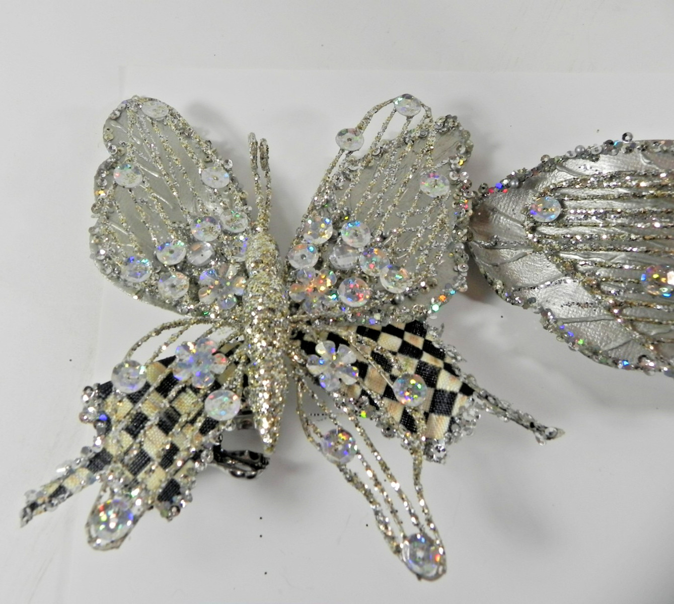 Mackenzie Childs 5″ / 8″ Silver Butterfly Clip On Set of 2