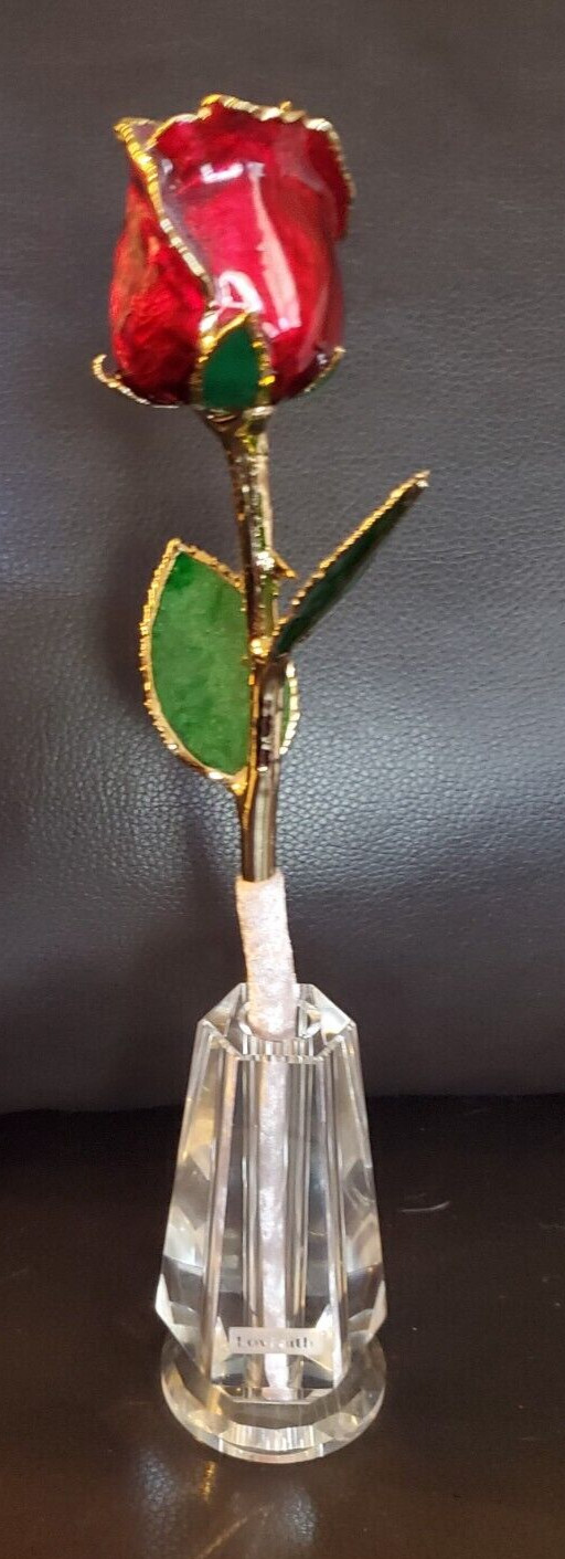 24k Gold Dipped Real Rose (Red) With Vase