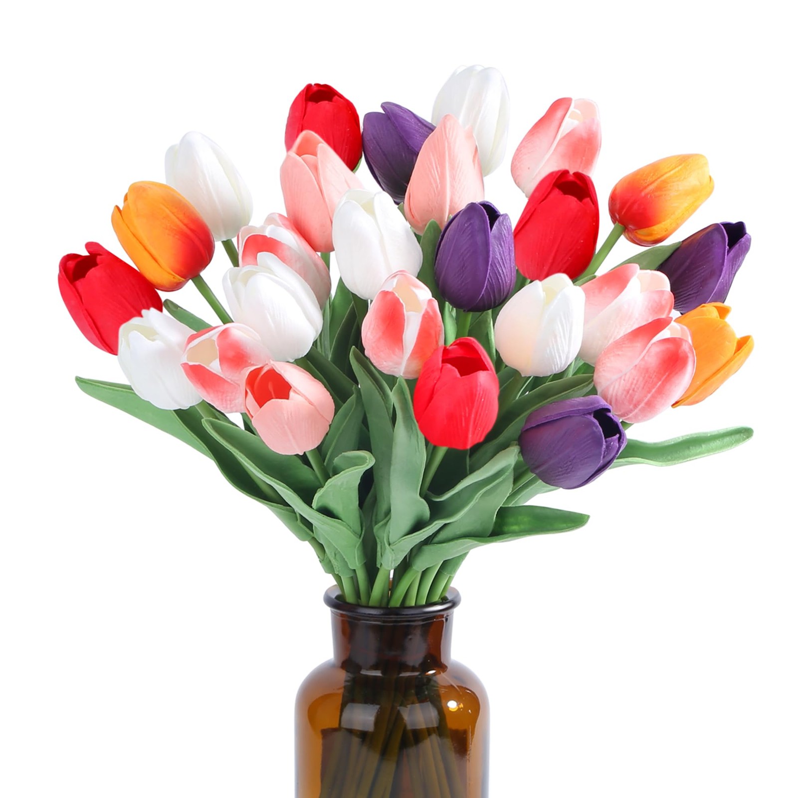 15 PCS Multicolor Real Touch 14 Inch Artificial Tulips Spring Home Decor