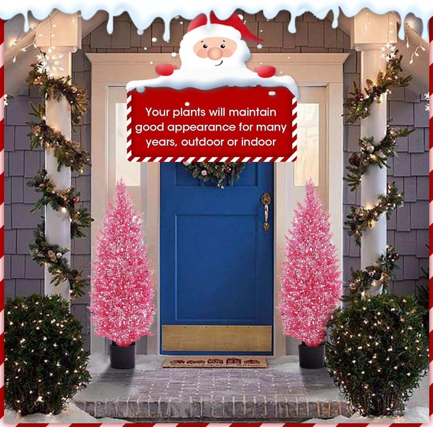 Pink Artificial Cedar Pine Tree Silk Tree Arborvitae Tree Perfect Faux Plants…
