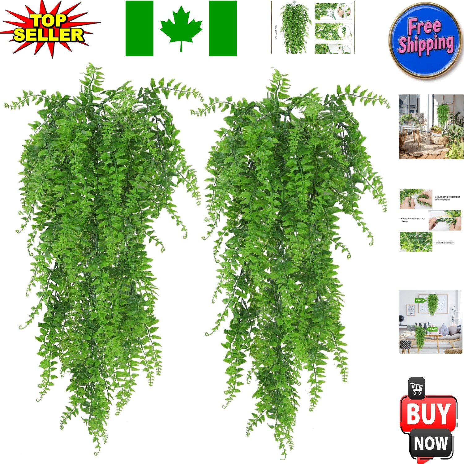 Realistic 85cm Artificial Fern Vines – Zero Maintenance Indoor and Outdoor Decor