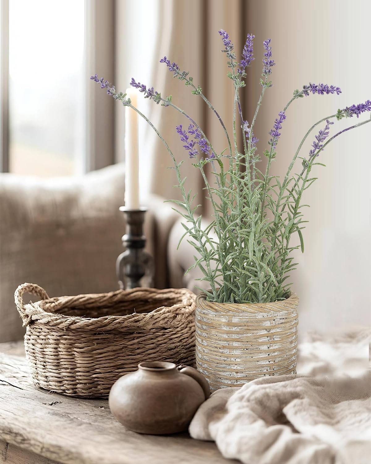 Lavender Small Fake Plant Lavender Artificial Flowers in Pots Decorative Plan…