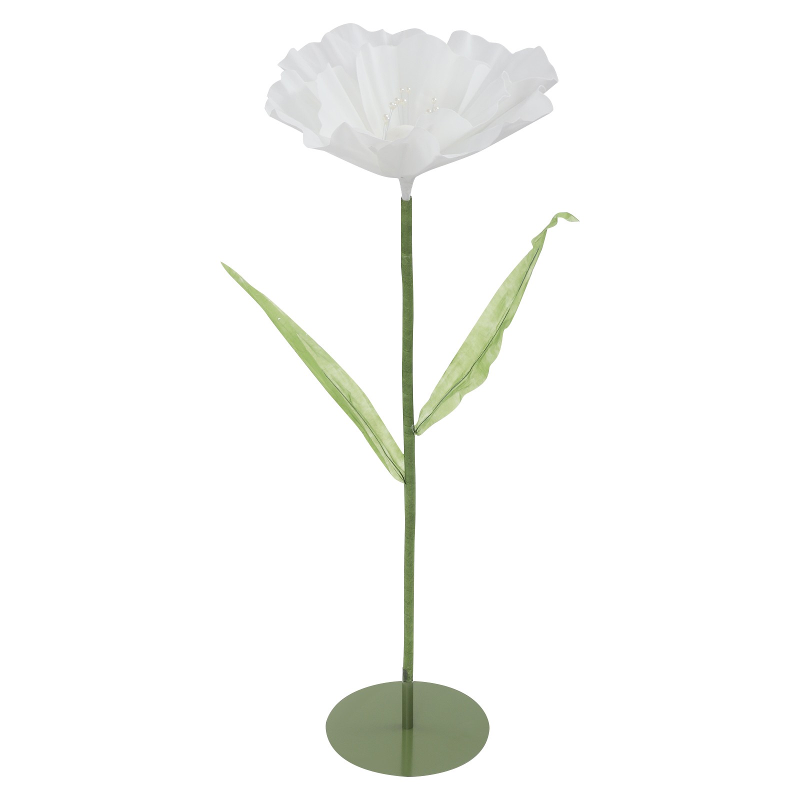3pcs Giant Artificial Flower Poppy Free Standing Adjustable Wedding Decor White