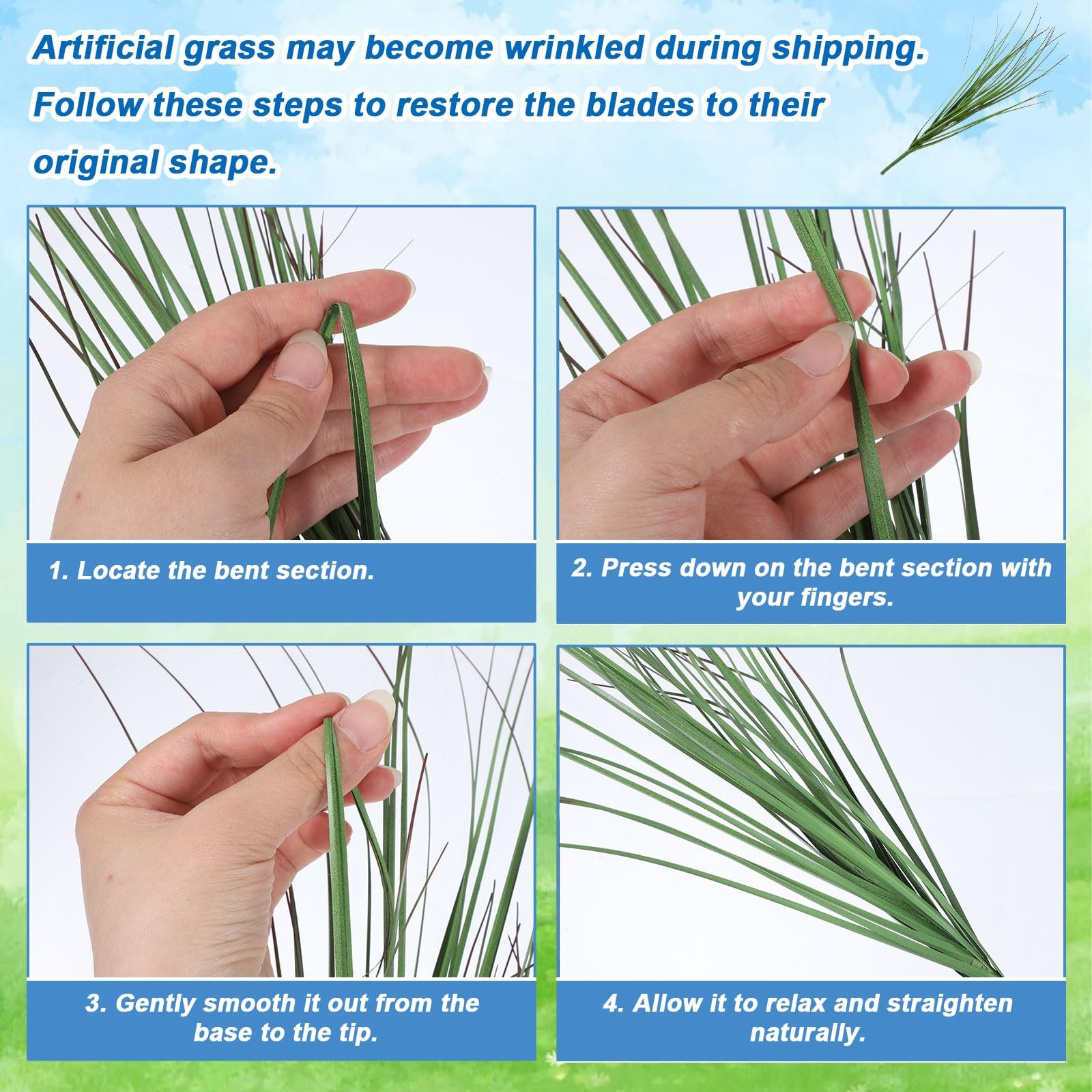Artificial Grass Plant, 10 Pcs 15.7″ Artificial Spikes for Outdoor Planters
