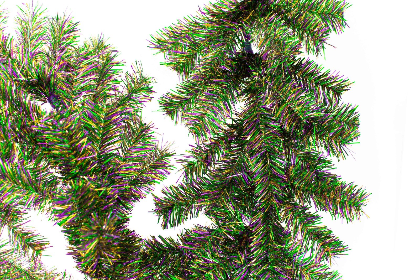 6FT Mardi Gras Garland Green, Purple, Gold Tinsel Christmas Garland 12? Wide