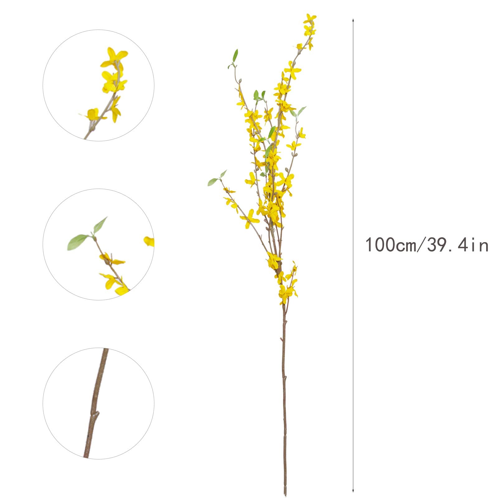 Artificial Forsythia Branches, 6 Pcs 39.4 Inch Cherry Blossom, Spring Flowers…