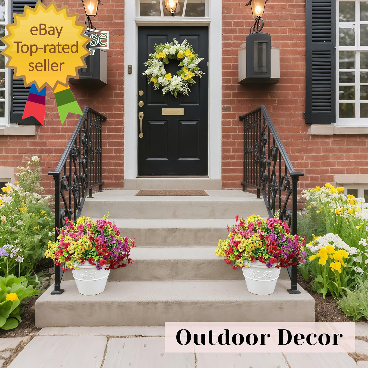 12 Bundles Artificial Flowers for Outdoors Fake Flowers Plants Spring Summer