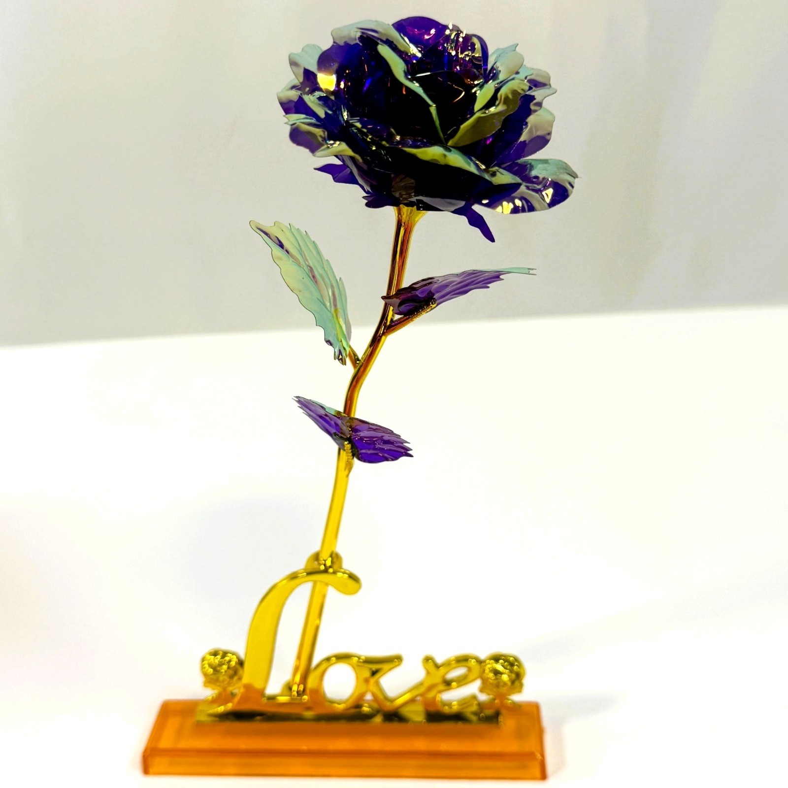 Purple Gold Dipped Rose Forever Flower Love Gift Display New In Box