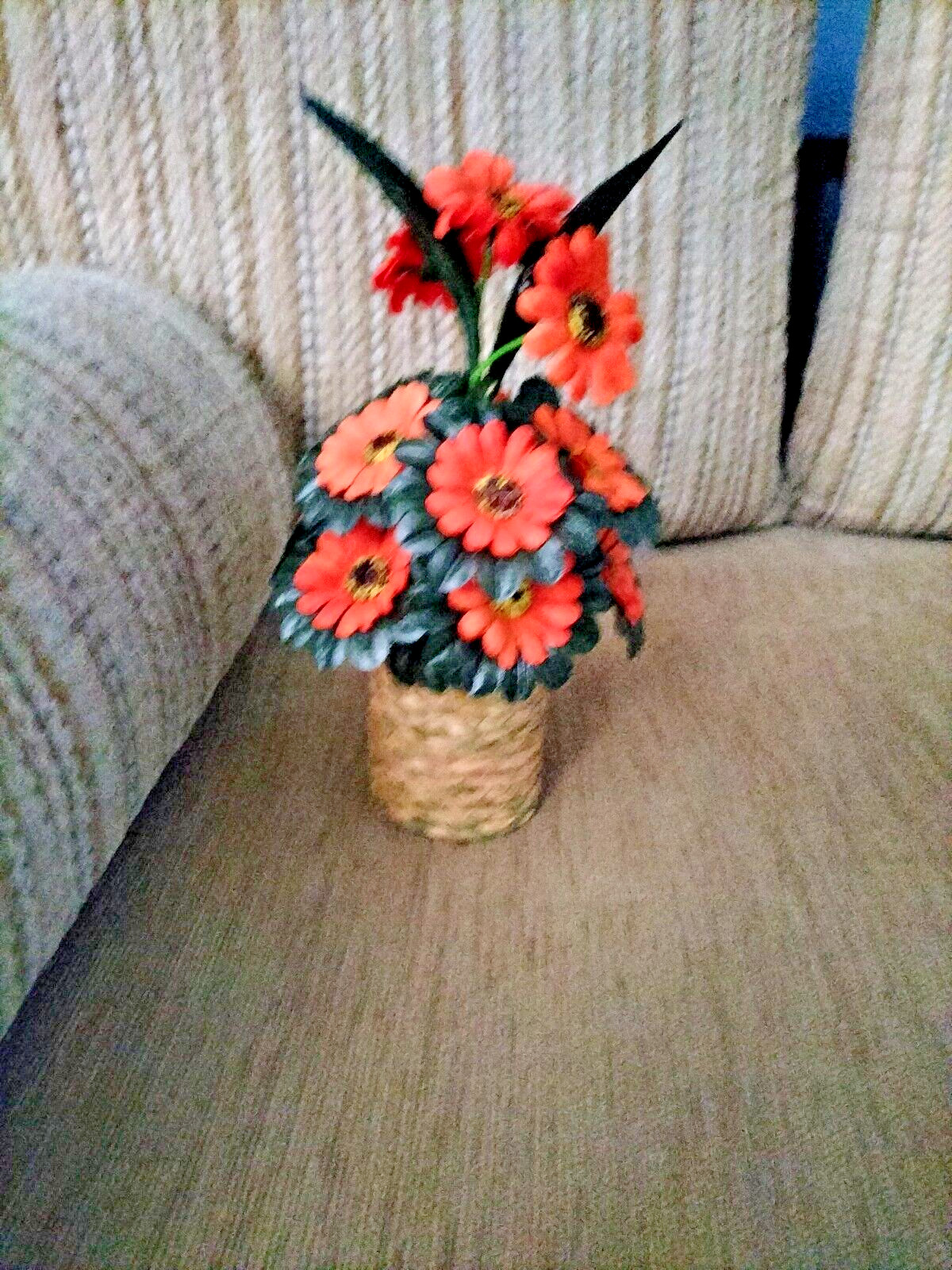 Artificial Orange Silk Mini Flower Pot Fake False Home Outdoor Memorial Decor