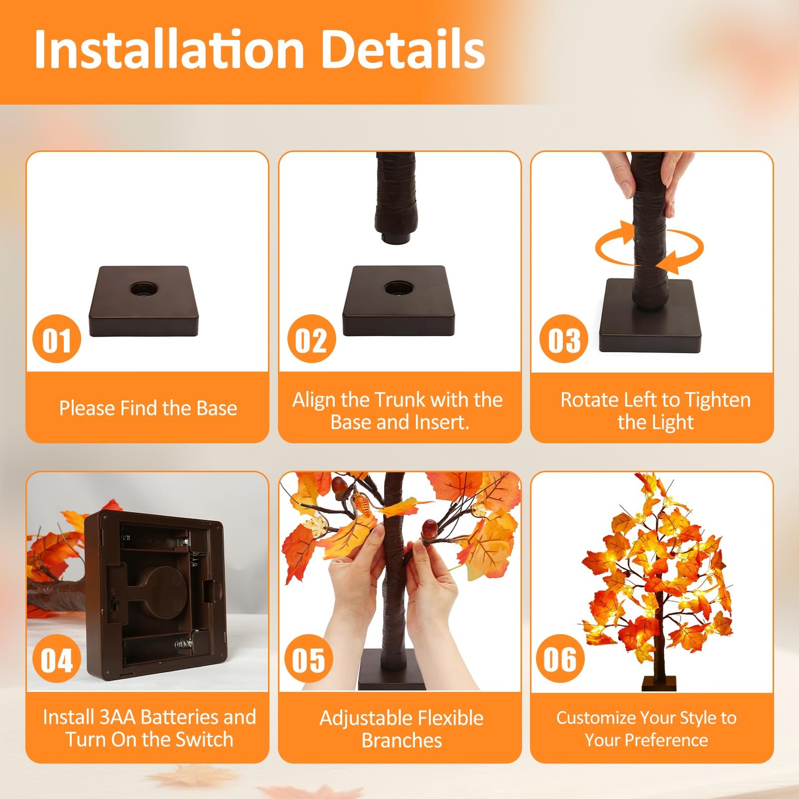 2 Pack 23.5 Inch Fall Trees with Lights