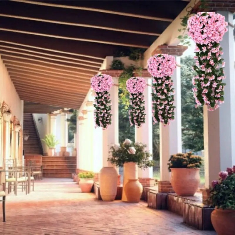 10-1Pack Artificial Violet Flower Vines Plastic Fake Flowers Wall Hanging Plants