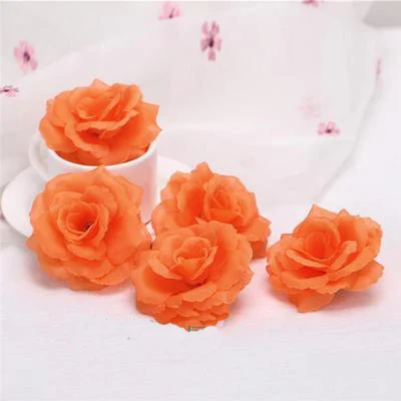 10Pcs Black Silk Rose Flower Heads for Wedding Decor – 8Cm