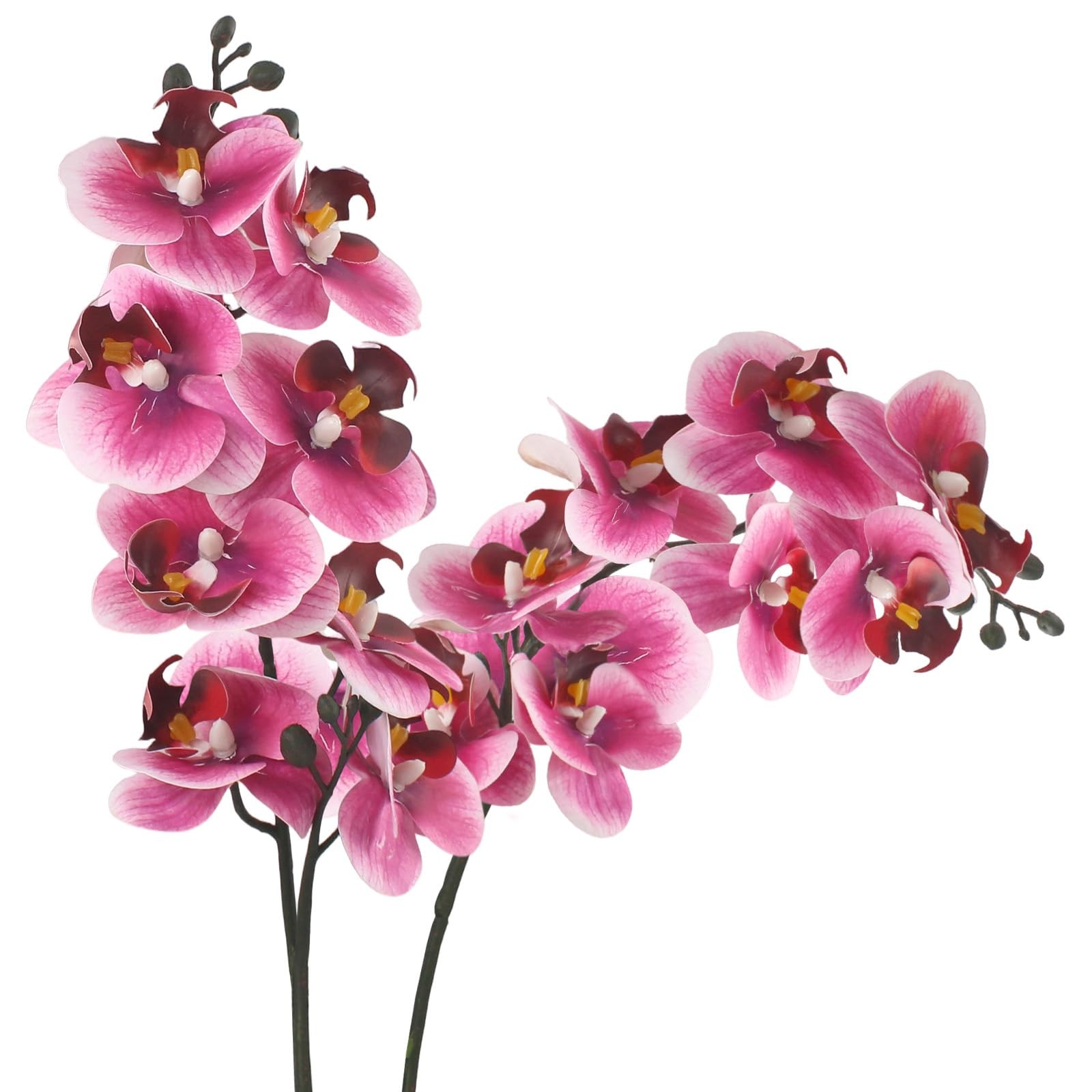 2Pcs Artificial Orchid Faux Phalaenopsis Fake Flowers Stem Real Touch for Hom…