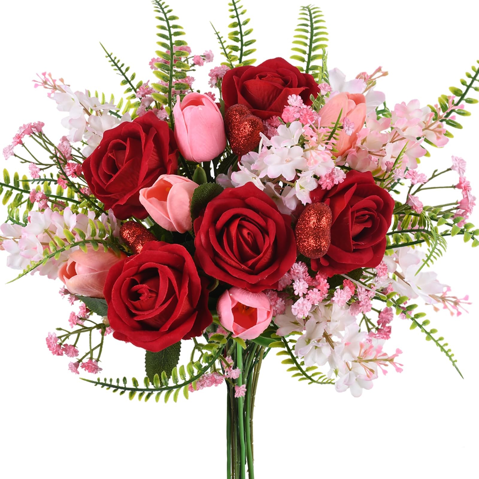 1 PC Valentines Day Decorations Artificial Flower Bouquet Red 13.67″