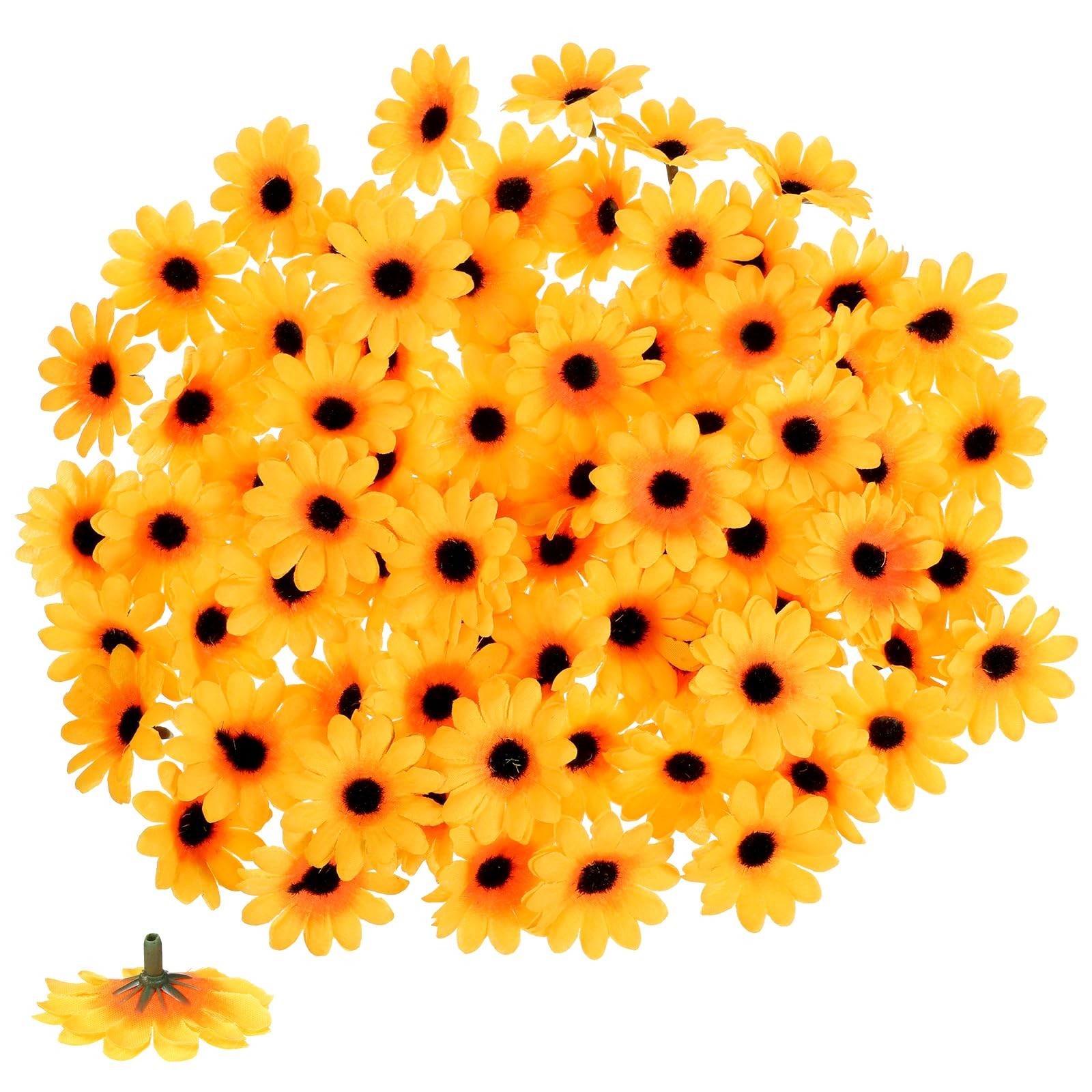 100PCS Mini Fake Sunflower, Sunflower Artificial Flower Heads, 1.8In