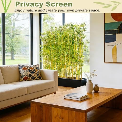4/5/6/7 Ft Faux Bamboo Plant Outdoor 10 Pack, Fake Bamboo with Encrypted Leaves