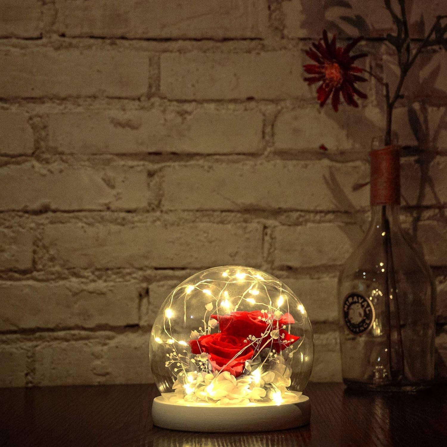 Forever Flowers Real Eternal Roses Preserved Flowers Gift with LED Mood Light…