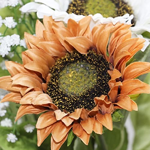 Artificial Sunflowers 6 Pack 20 Inch Silk Stem Bouquet Bendable Wire DIY Vase