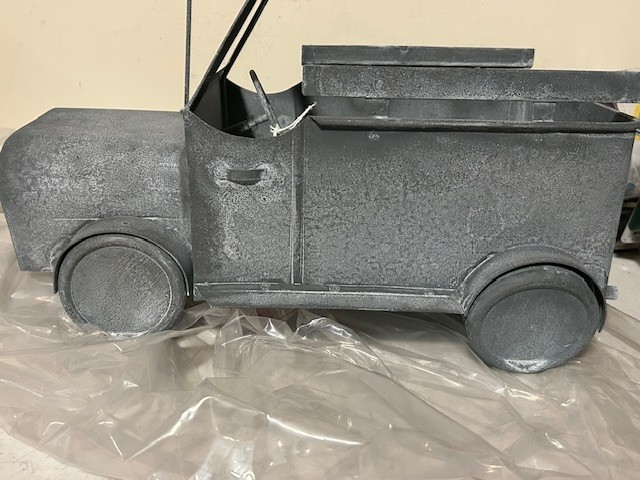 New Short Truck metal planter in distressed weathered zinc