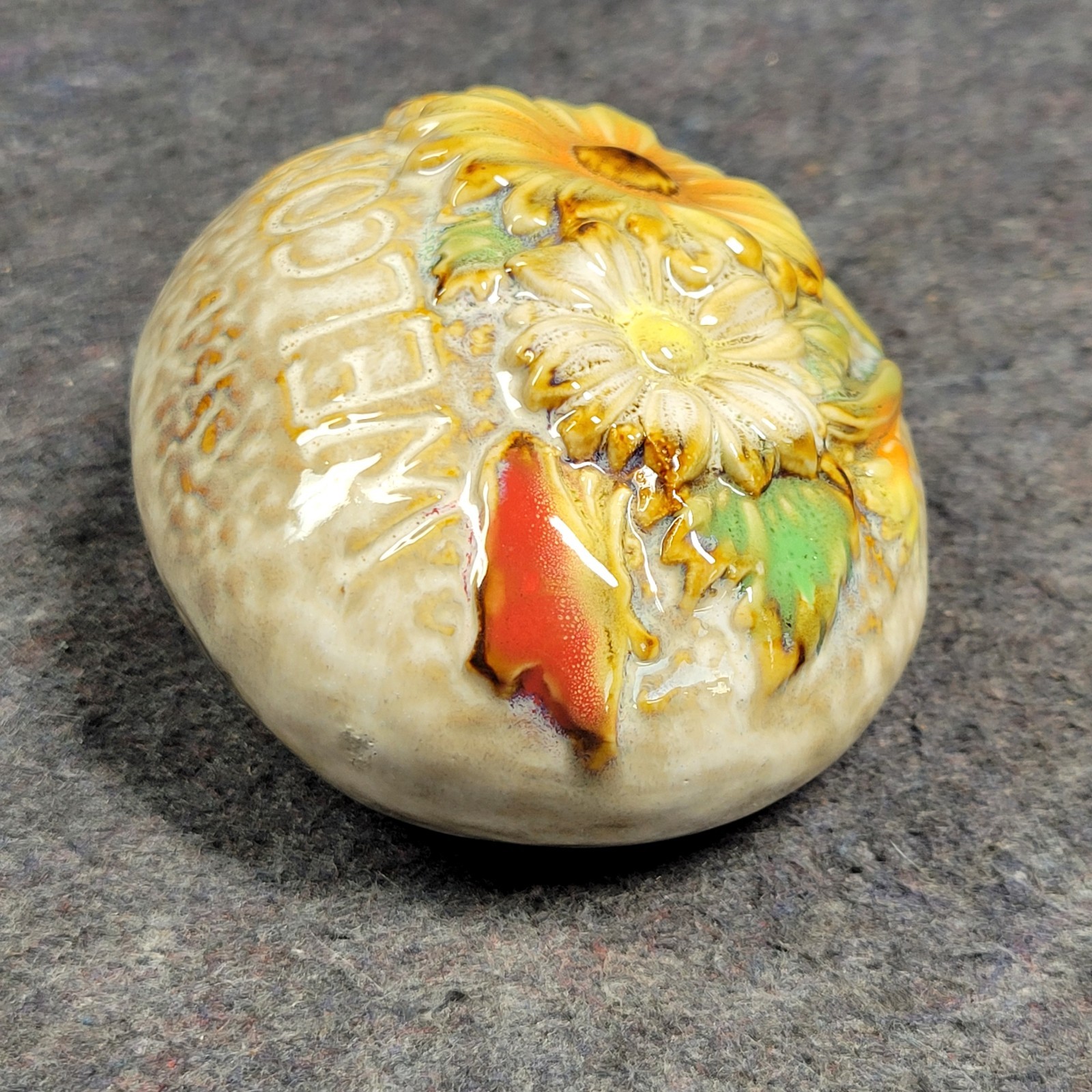 Ceramic Desktop Flower Garden Welcome Faux Rock Raised Glossy Sunflower Daisy