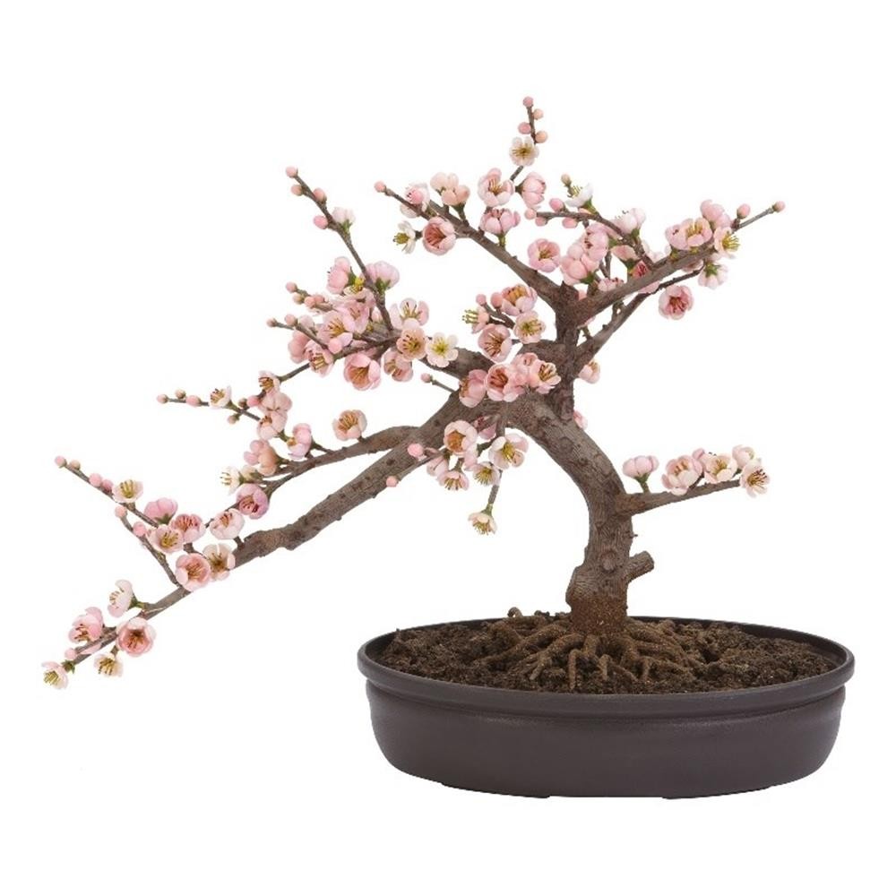 Pemberly Row 15″ Cherry Blossom Bonsai Silk Tree in Pink/Black