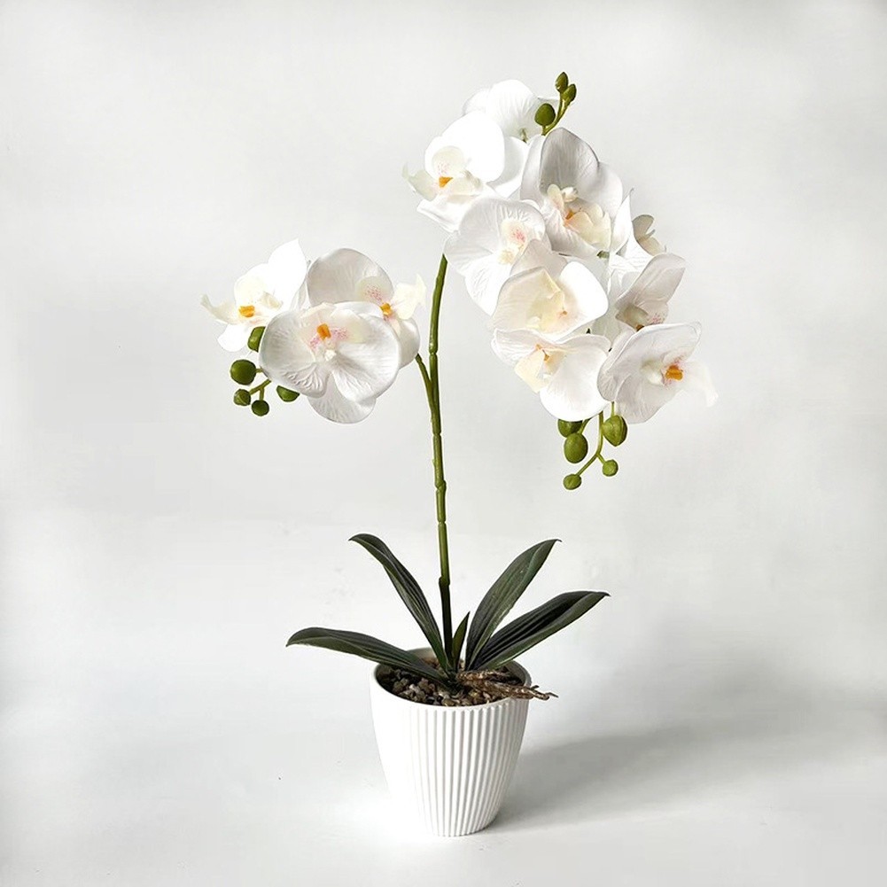 For Home Decor Fake Butterfly Orchid in Stone Pot 16.53in/42cm No Maintenance