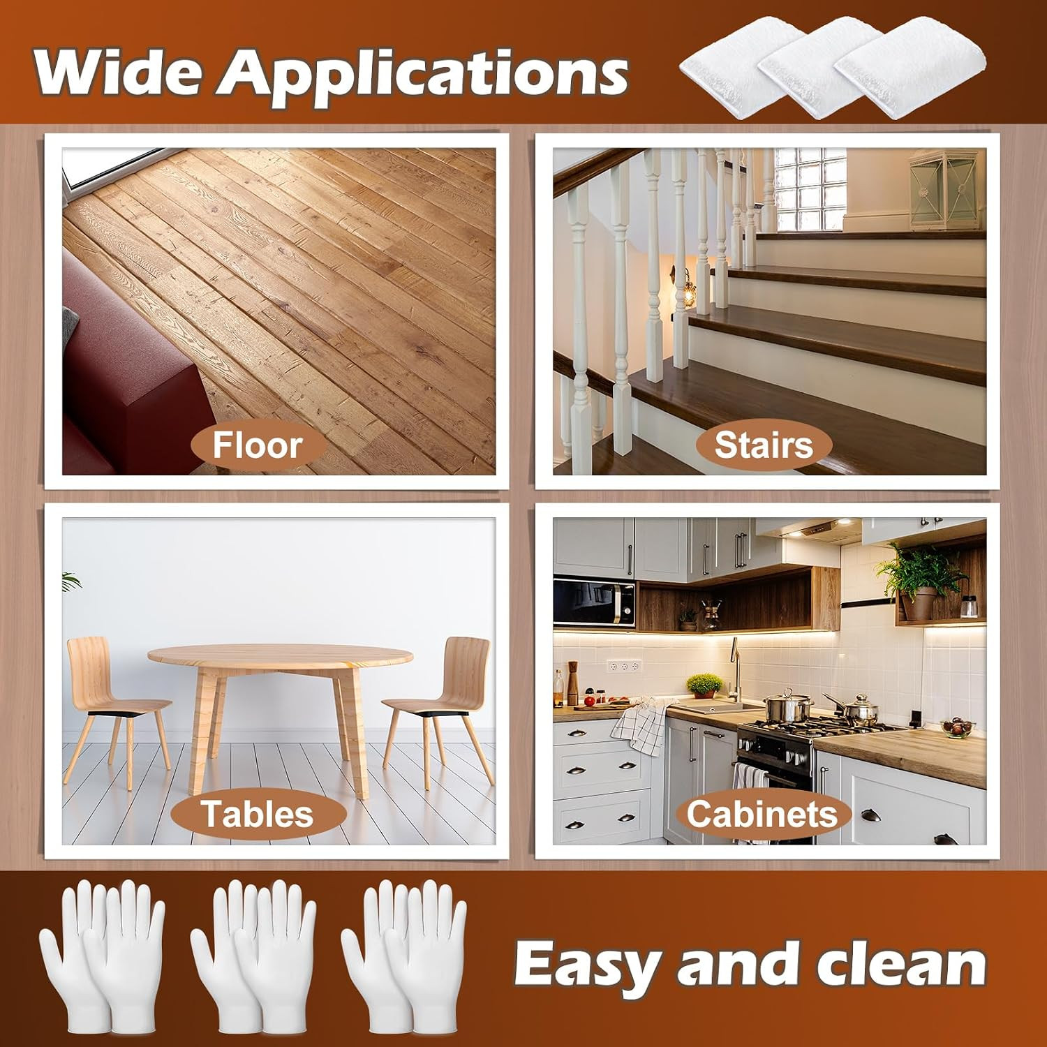 20 Pcs 5 X 4 in Faux Lambswool Stain Pad and 9 X 6 in Disposable Nitrile Gloves