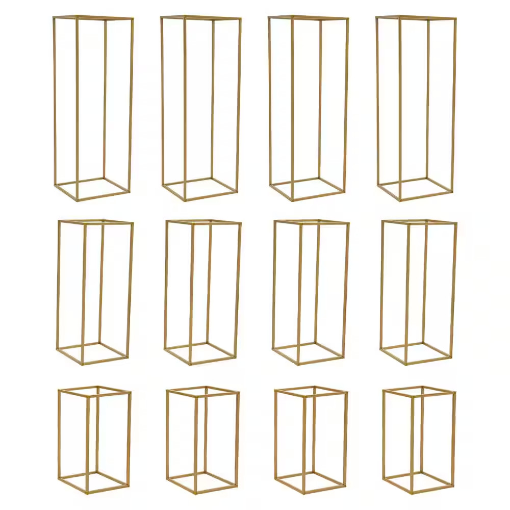 31.5 In. X 11 In. X 11 In. 3 Sizes 12 Pieces Outdoor Golden Metal Wedding Flower