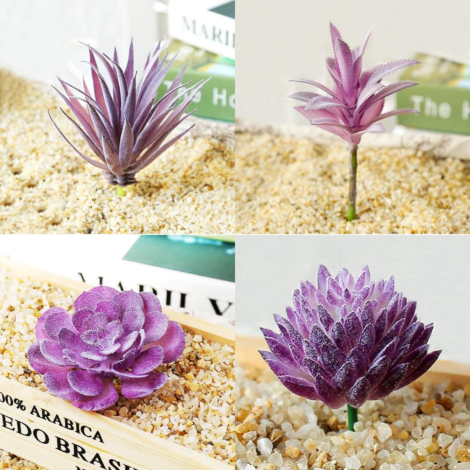 15 PCS Artificial Succulent Plants – Purple Faux Succulents for Home Decor, DIY