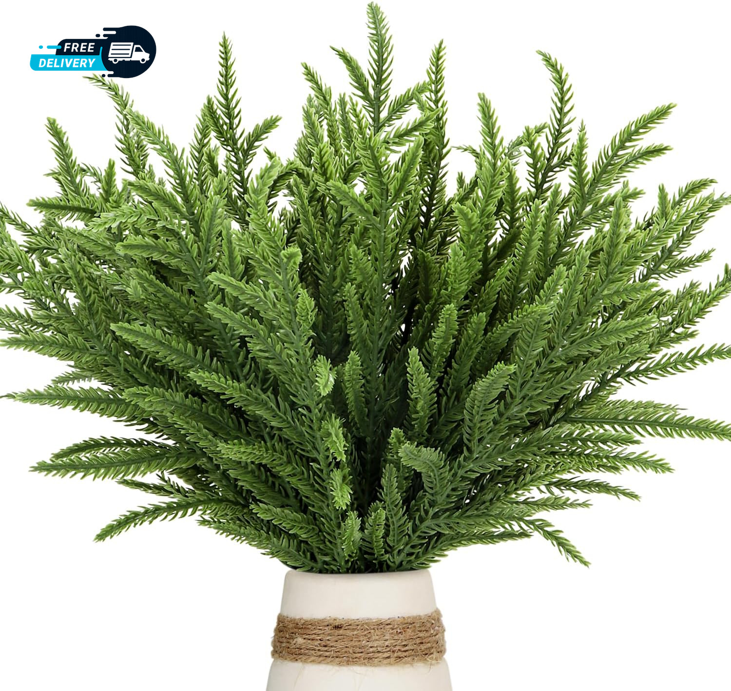 30 Pcs Christmas Real Touch Norfolk Stems 15Inch Artificial Pine Branches