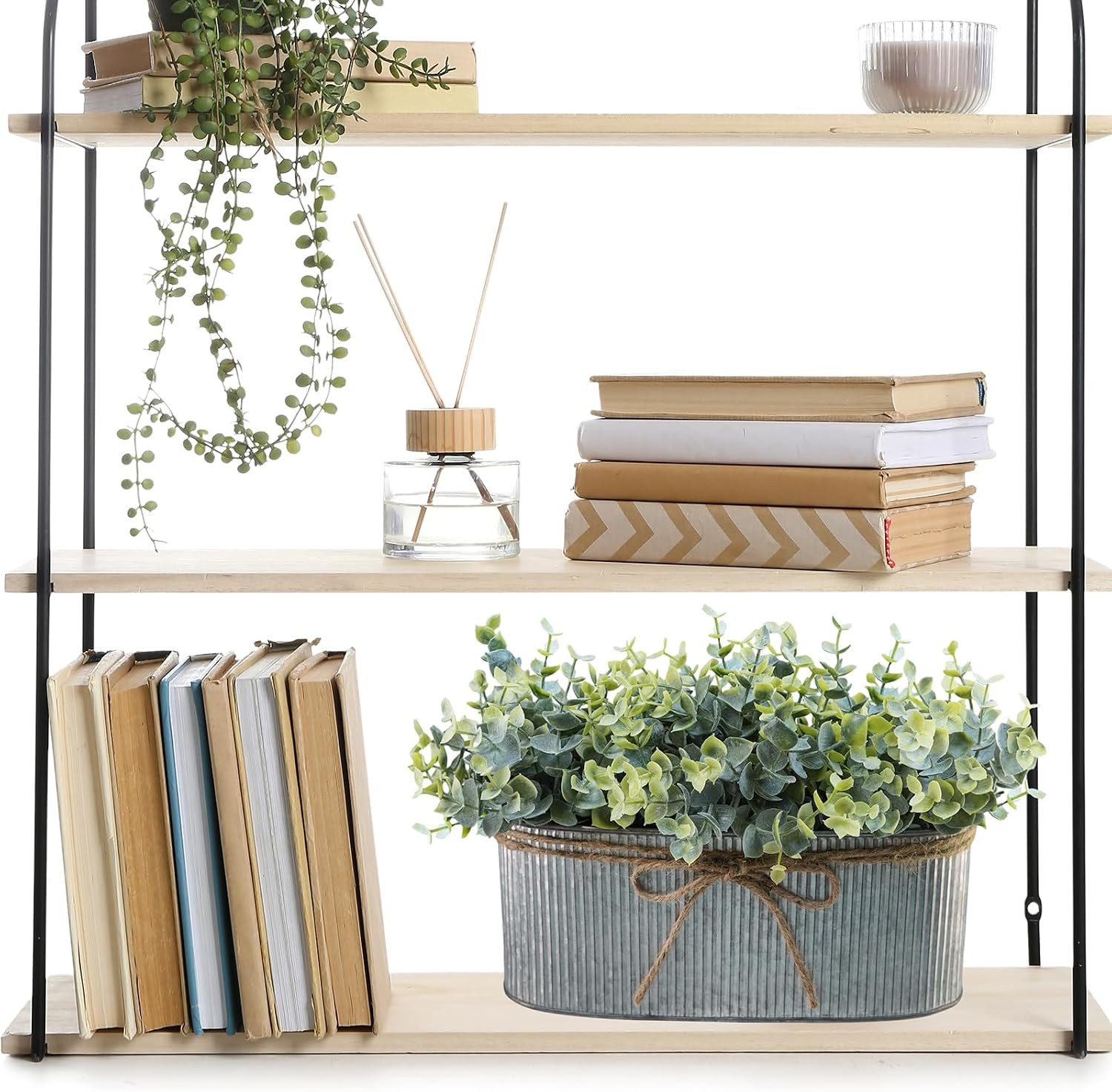Winlyn Artificial Eucalyptus Arrangement in Rustic Oval Galvanized Metal Planter