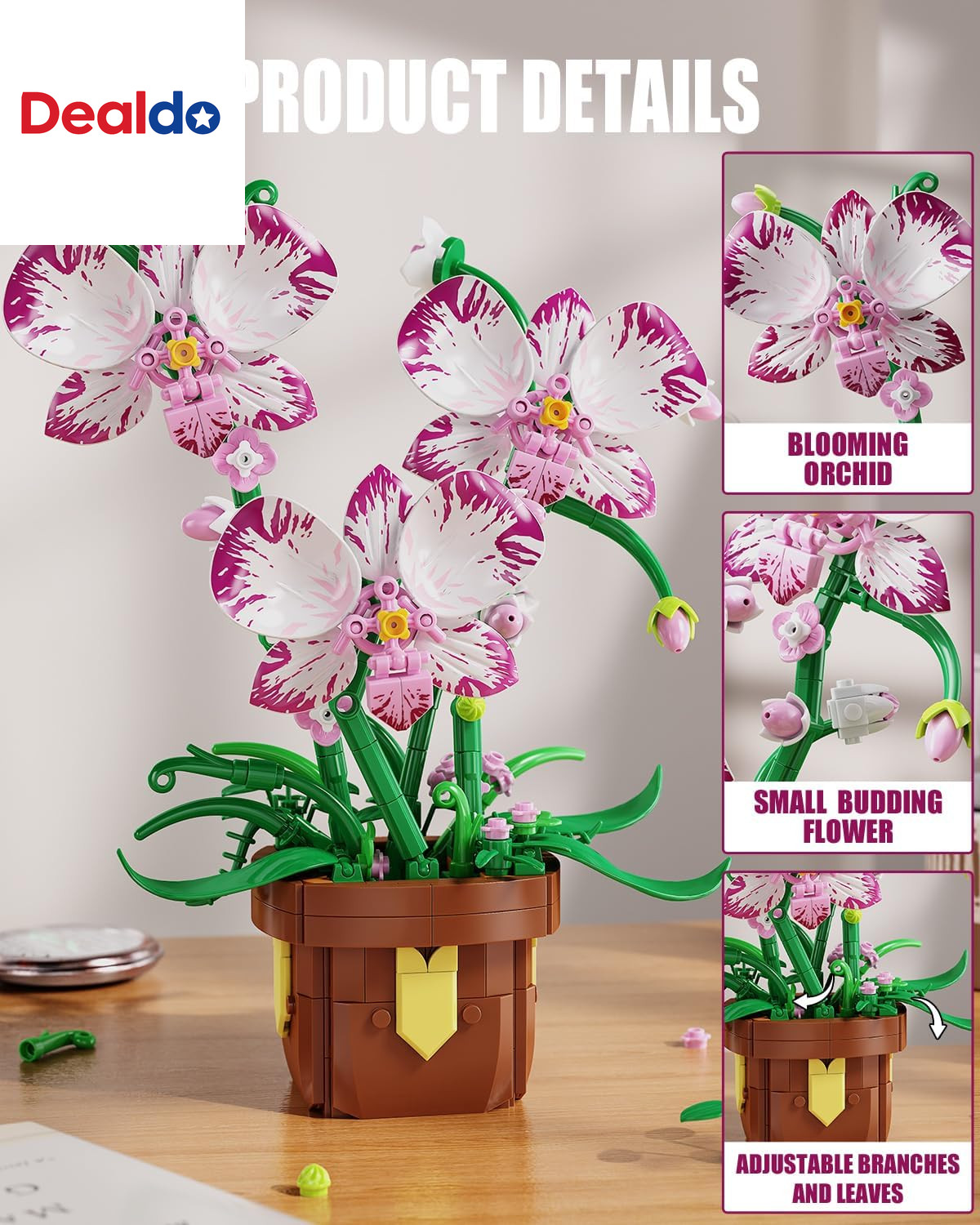 Flowers Botanicals Orchid Building Set – Artificial Flower Building Blocks for A
