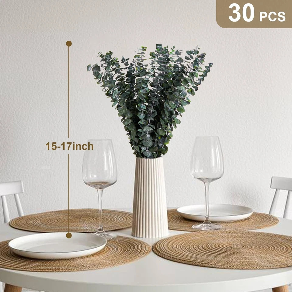 30 Pcs Dried Eucalyptus Stems for Shower, 17” Natural Fresh Real Preserved E…