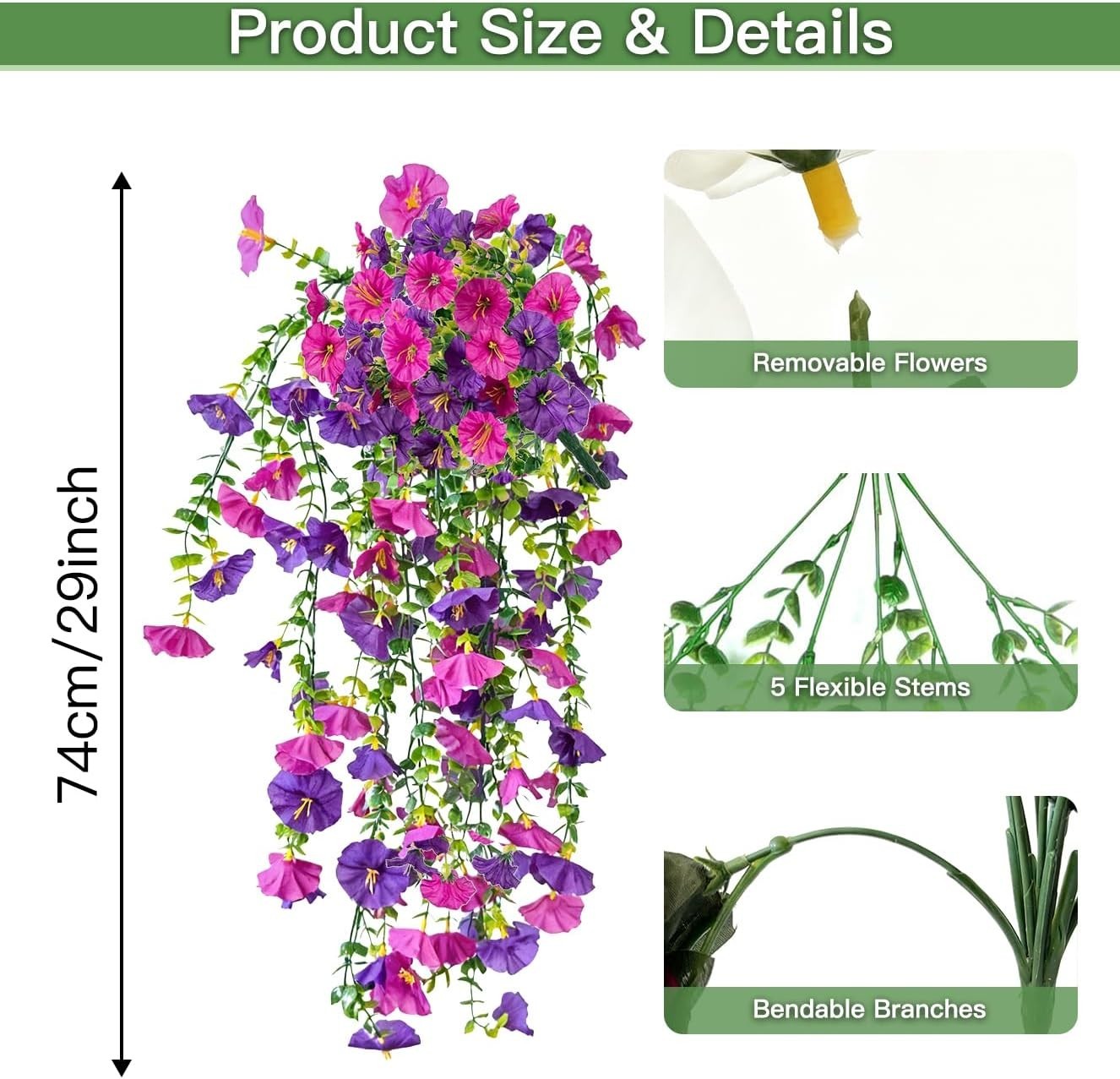 Artificial Flowers for Outdoors Fake Morning Glory Hanging Flower Decoration,…