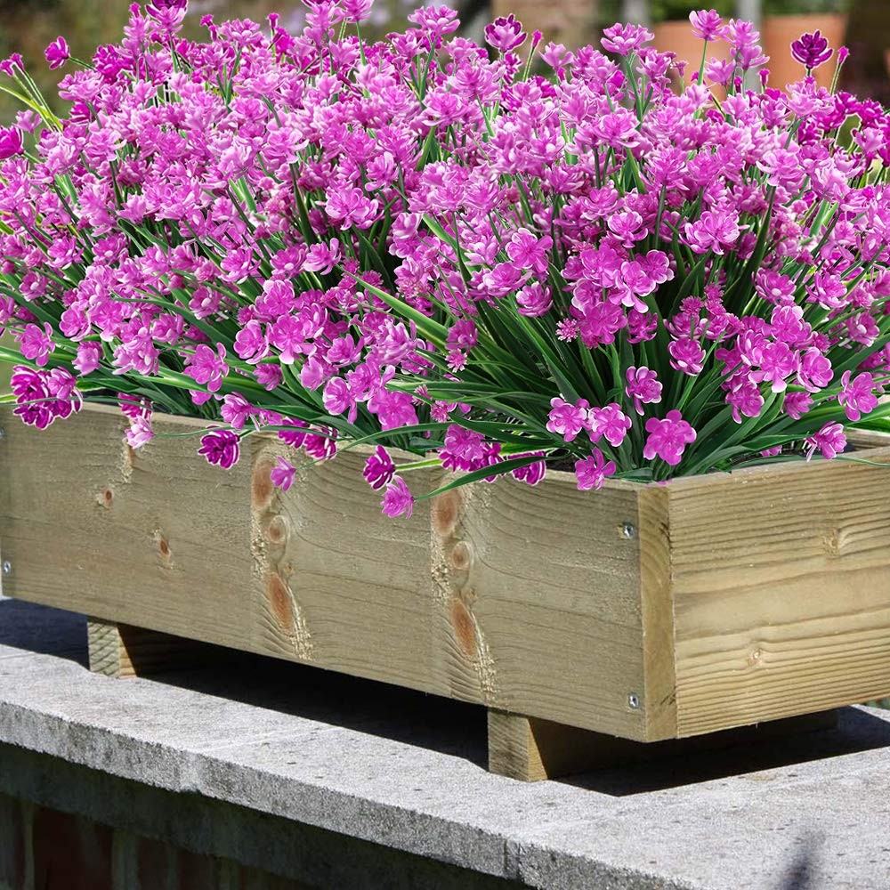 20 Bundles Artificial Outdoor Flowers Fake UV Resistant No Fade Greenery Faux…