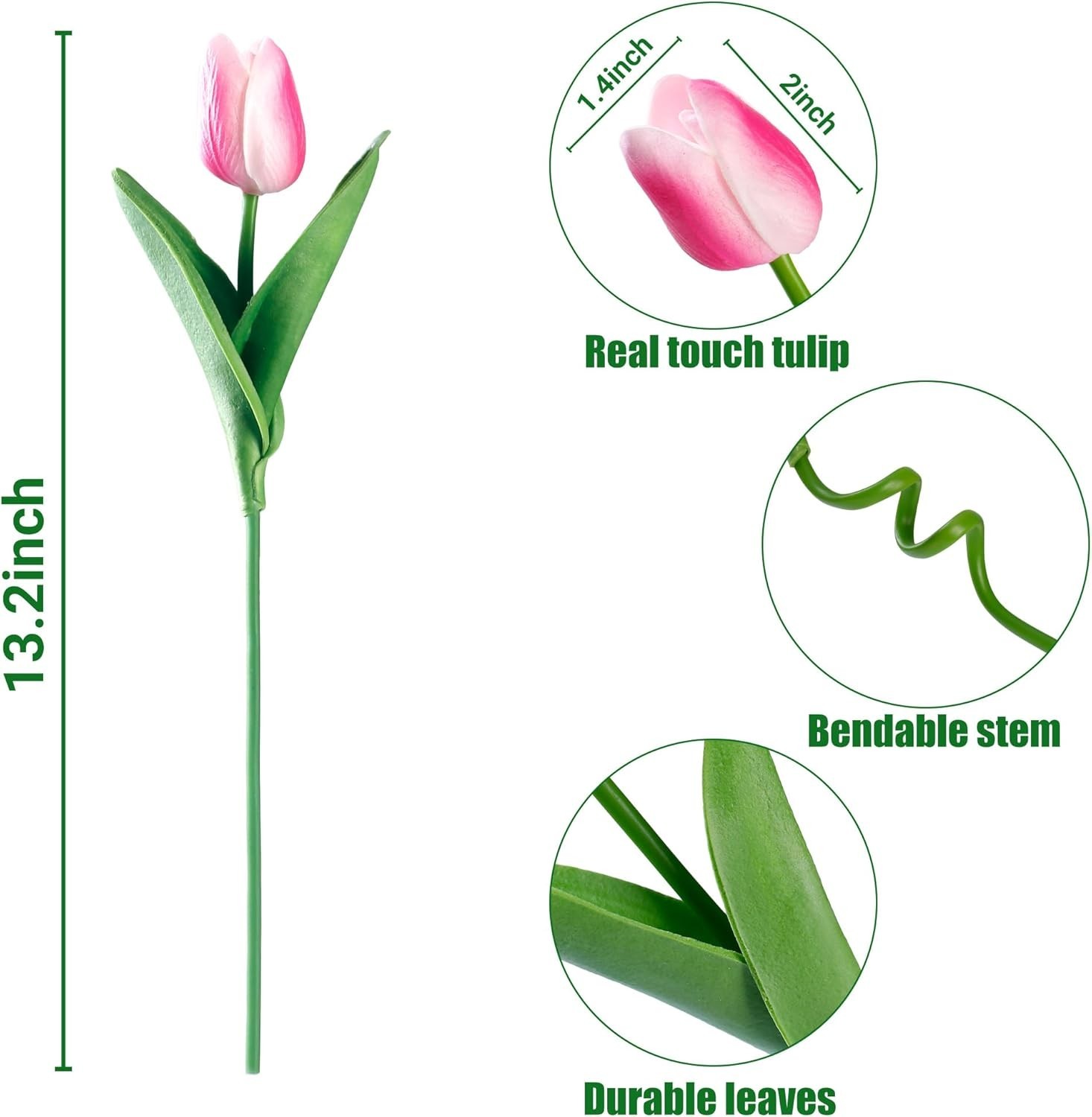 30 Pcs Fake Tulips Artificial Flowers Real Touch PU Faux Flowers Tulip Stems …