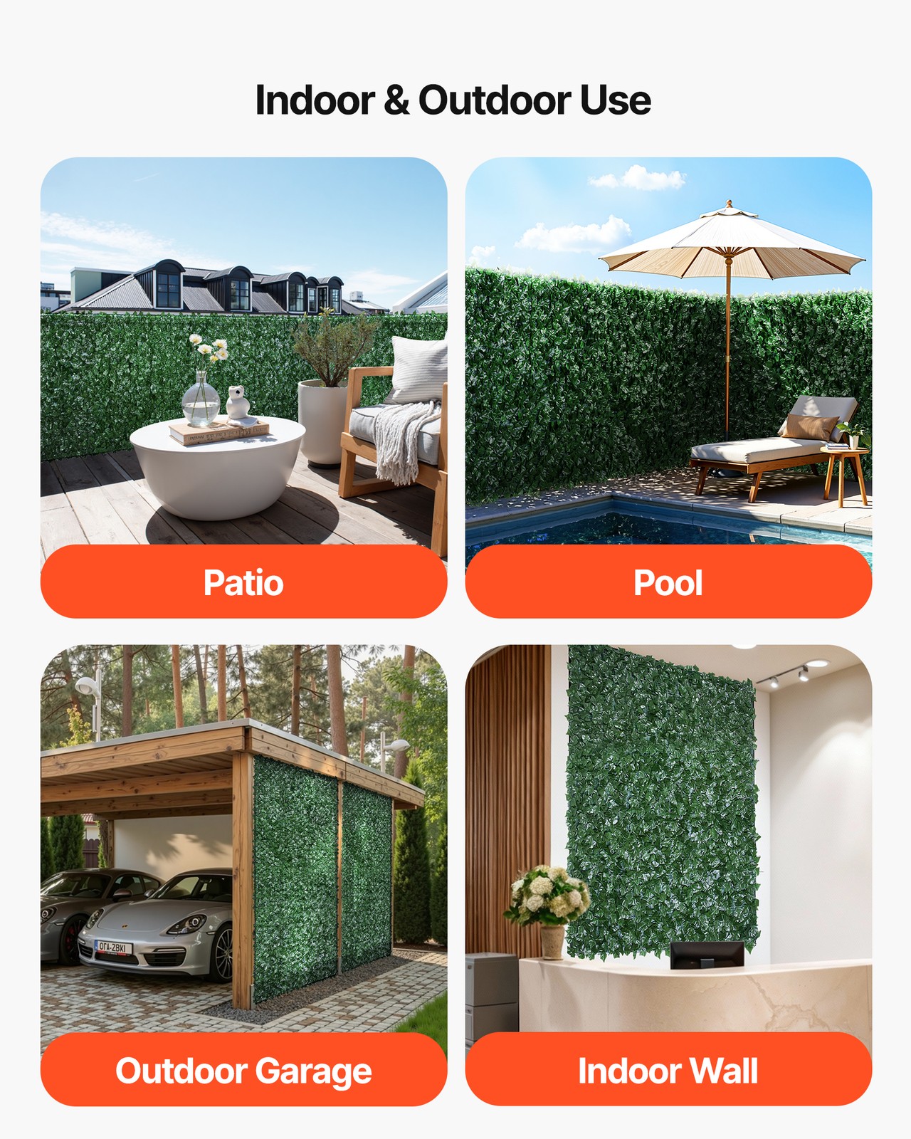 VEVOR 39″x158″ Artificial Faux Ivy Leaf Fence Screen with Mesh Cloth Backing