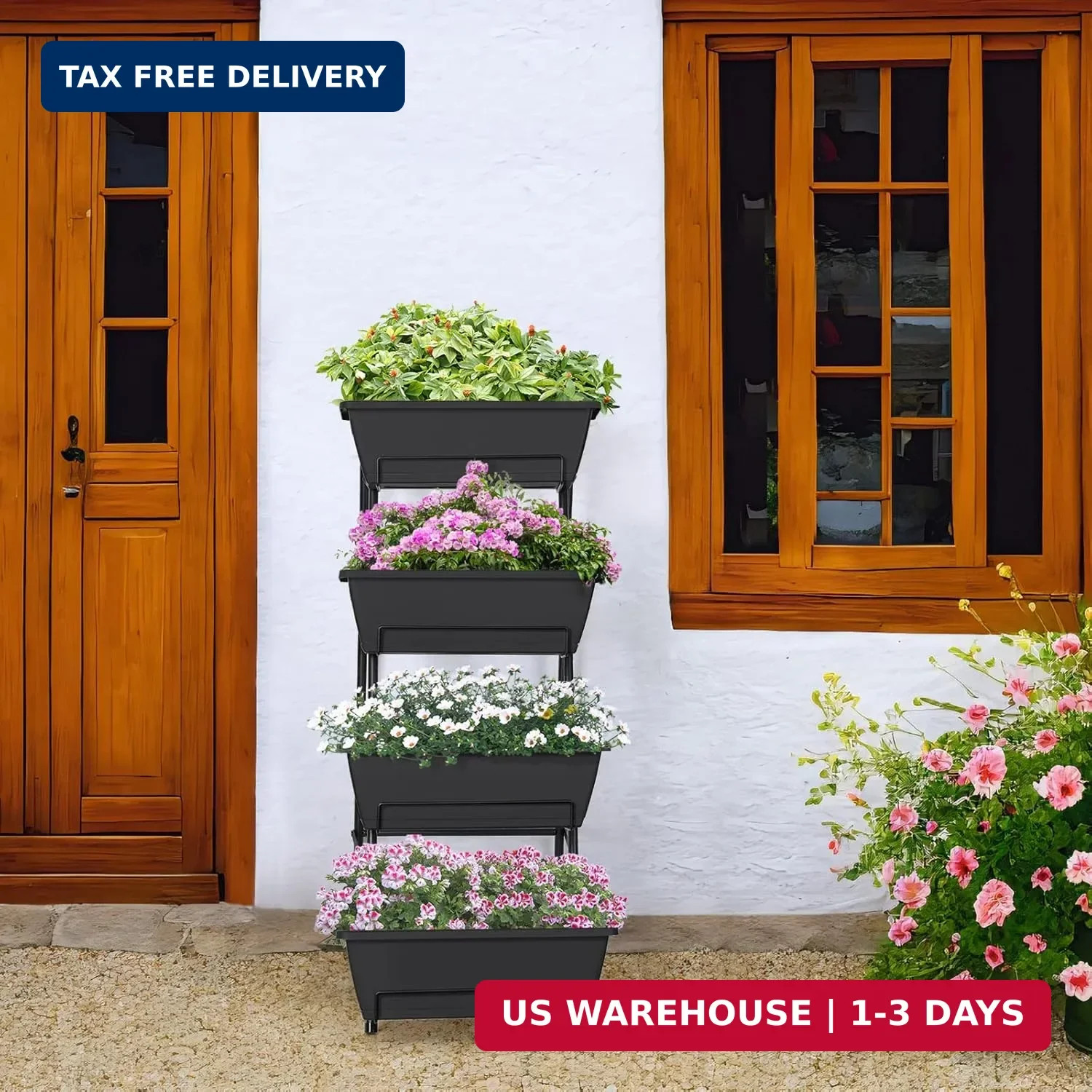OYEAL Raised Garden Bed 4 Tier Vertical Garden Planters Indoor Outdoor Raised Pl