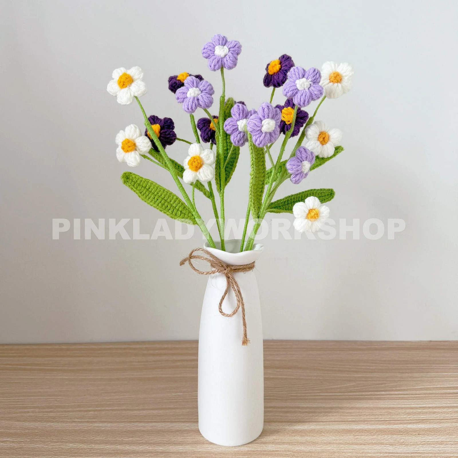 Set of 3 Handmade Crochet Puff Flower Bouquet (no vase) | Flower Arrangement