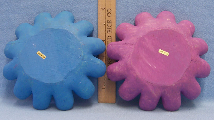 Set 2 Purple & Blue Resin Flower Floral Figurines Wall Hangings Girls Room Decor