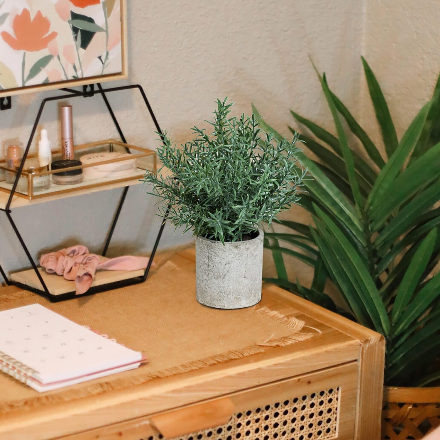2 Pack Small Fake Plants Rosemary Potted Artificial Plants for Shelf Desk Hom…