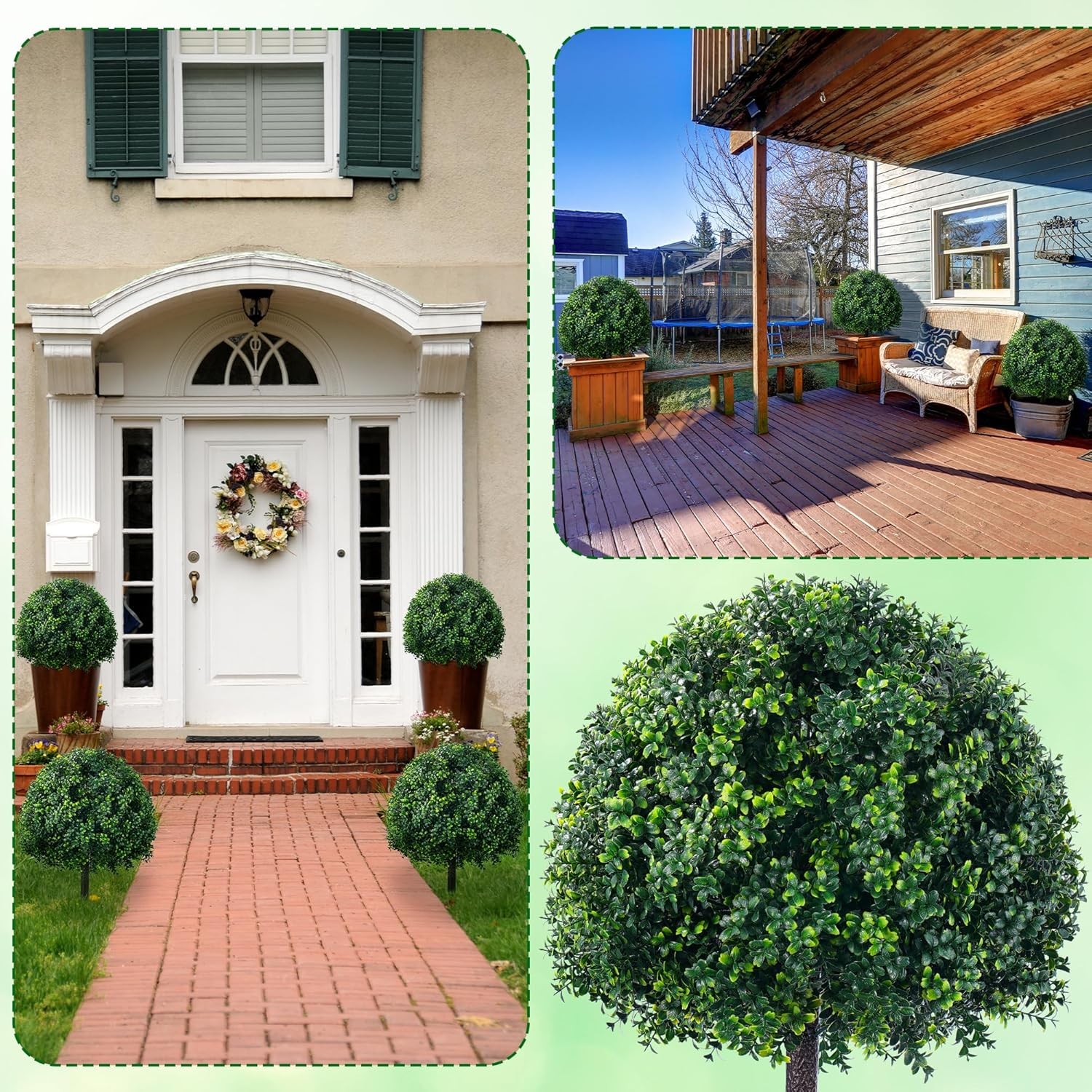Artificial Boxwood Topiary Tree Set 2 Waterproof UV Resistant