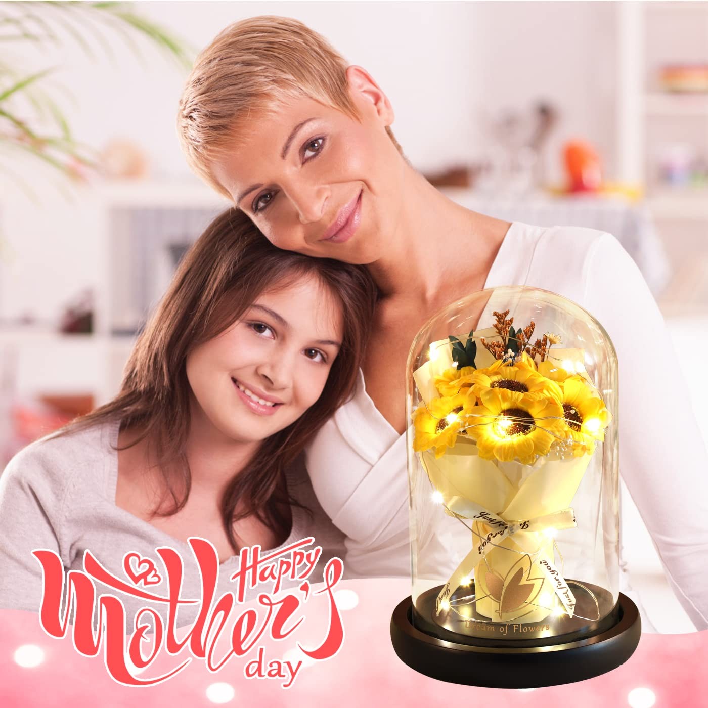 Valentines Day Gifts, Sunflower Gift for Mom-Preserved Artificial Rose Flower…