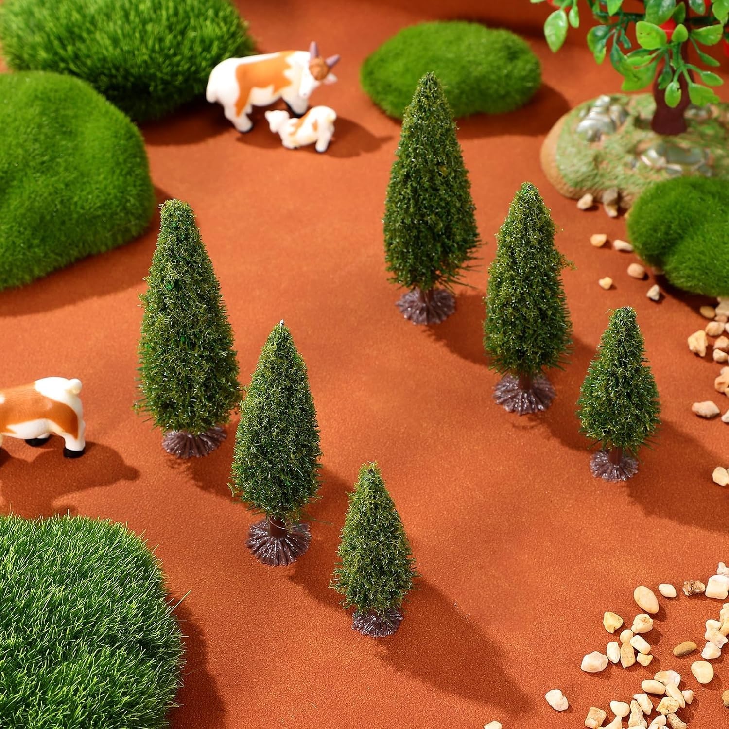 15pcs Model Trees Mixed Miniature Tree 2.36-3.93 Inch Artificial Pine Fake Ce…